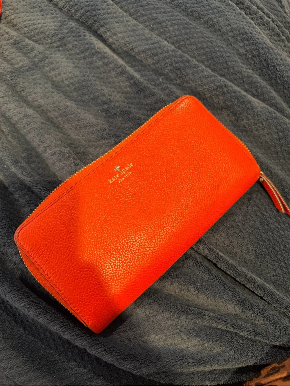 kate spade clementine Orange Leather Satchel with Matching Zip Wallet